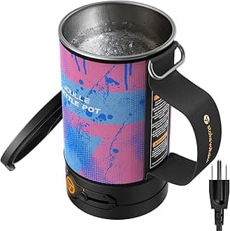 - Electric Kettle, Portable Water Boiler for Coffee & Tea, 304 Stainless Steel Mini Tea Kettle, 500W Fast Boiling Water with Auto Shut-Off, Camping & Travel Essentials