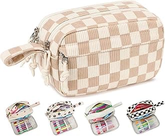 Bluboon Big Capacity Pencil Case Pencil Pouch Pen Case School Supplies Cute Pencil Box Pencil Bag for Teen Girls Boys Women Man (Brown White Checked)