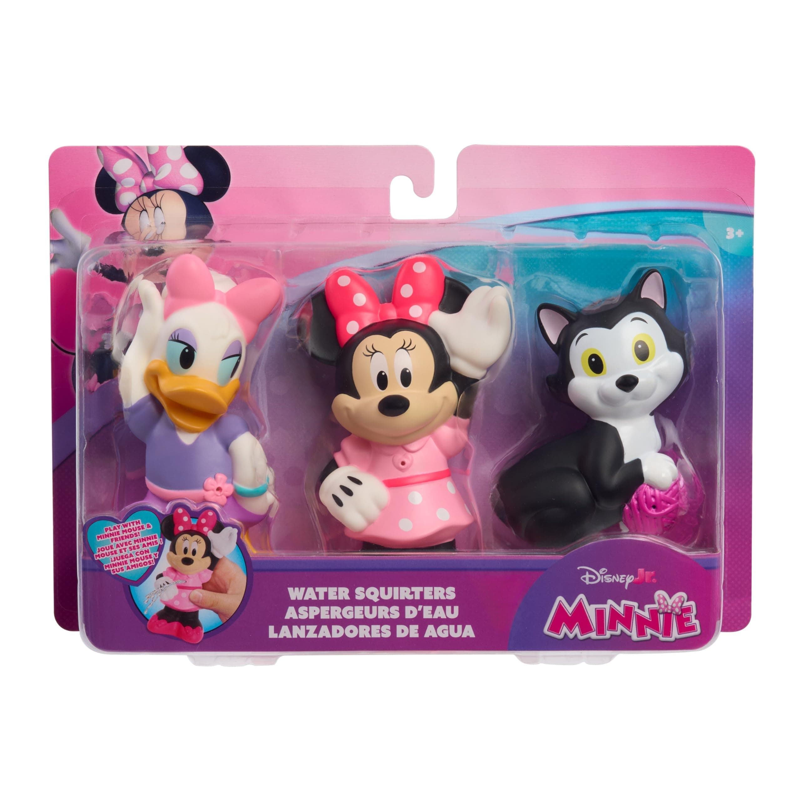 Disney Junior Minnie Mouse 3-Pack Bath Toys, Figures Include Minnie Mouse, Daisy Duck, and Figaro, Kids Toys for Ages 3 Up by Just Play