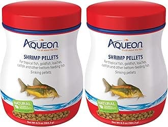 Aqueon Shrimp Pellets Sinking Food for Tropical Fish, Goldfish, Loaches, Catfish and Other Bottom Feeding Fish, 6.5 Ounces (Pack of 2)
