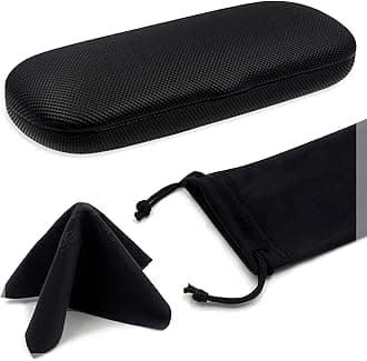 MyEyeglassCase Men Small Glasses case - Eyeglasses Hard Shell Holder Pouch & Cloth-Reading Slim & Narrow Case Heavy Duty