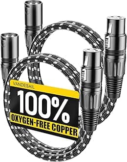 XLR Cable, 3ft 2 Pack Microphone Cable, XLR Male to Female Balanced Microphone Cord 3 pin, 3 Foot Short mic Cord