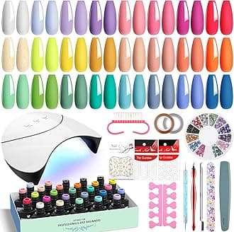 VANREESA Gel Nail Polish Set with Lamp Starter Kit 24 Colours Gel Nail Kit Nude Pink Green Spring Summer Colours Gels Polish Set with Manicure Tools for Beginners DIY at Home Gifts for Women