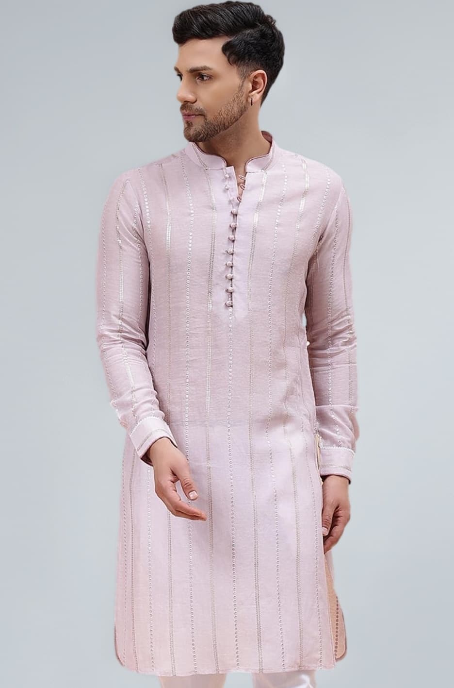 See Designs Pink Regular Fit Striped Kurta