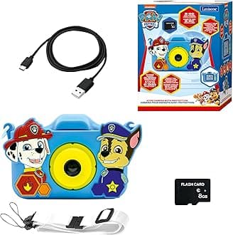 Lexibook DJ078PA Chase Marshall Paw Patrol 4-in-1 Camera with Protection Video, MP3 and Gaming Functions 15 Frames to Personalize Photos with 8GB Memory Card