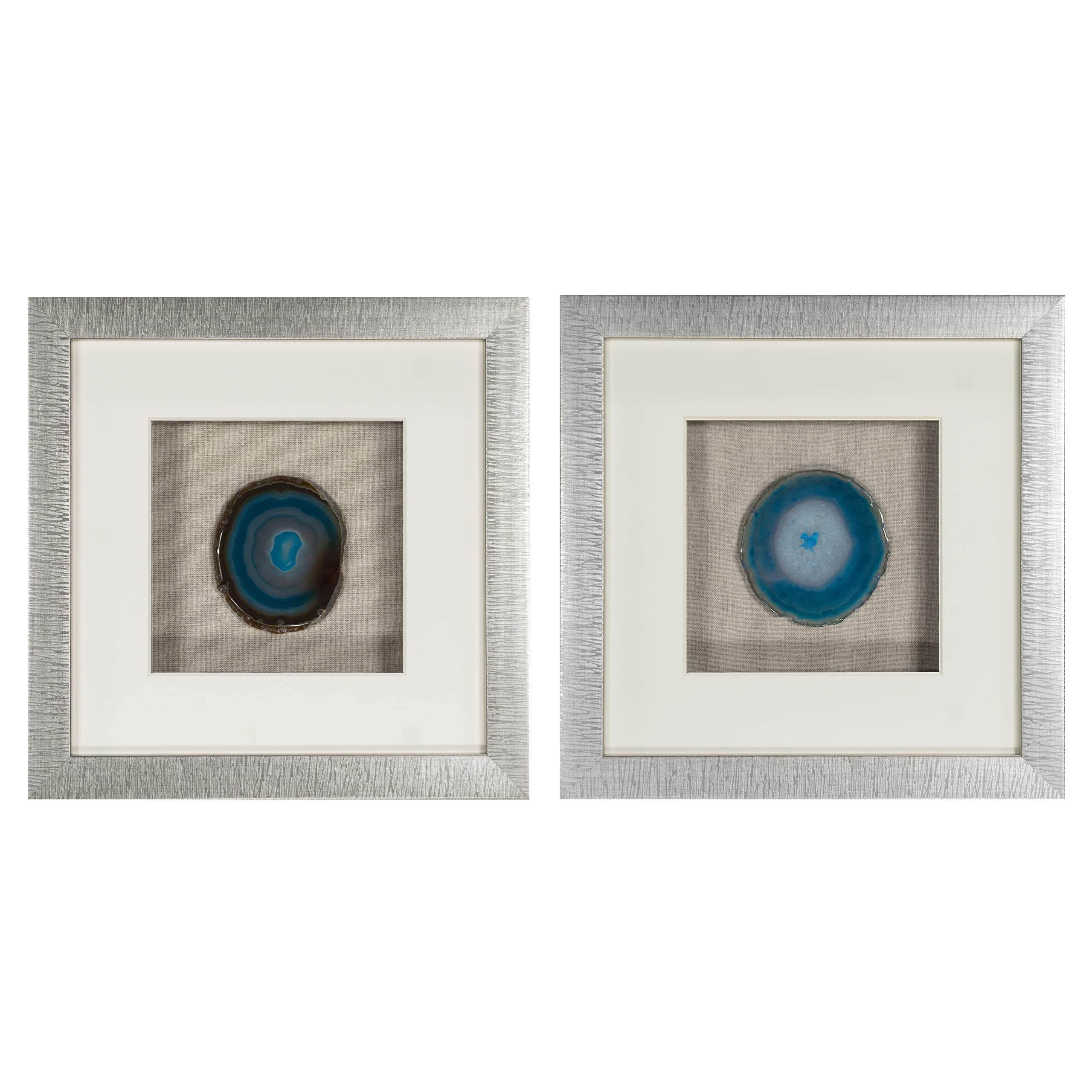 Huji Blue Agate Slice Shadow Box Wall Décor (2 Piece Set)
