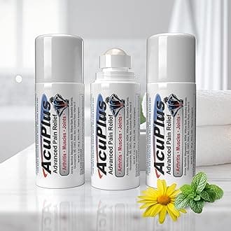 - AcuPlus - Pain Relief Roll On - Topical Anti Inflammatory to Soothe Muscles & Joints - Arthritis Pain Reliever, Bursitis, Tendonitis Cream - TSA Compliant, Convenient Roll On - 3 fl. oz. (Pack of 3)