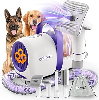 Oneisall Dog Grooming Vacuum Kit - Suction 99% Hair With 4 Tools, Pet Hair Remover Brush