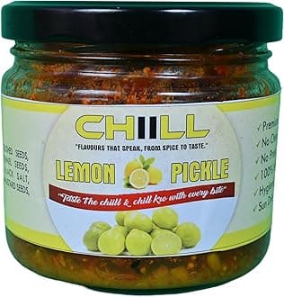 CHIILL Lemon Pickle | Indian Homemade Nimbu ka kala Achar | Nimbu Ka Aachar With Grandma's Taste | Traditional Sweet & Sour Organically Processed Less Oil | Traditional Himachali Taste 300g