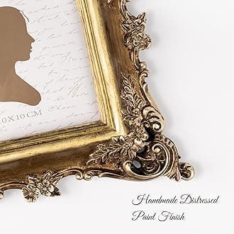 Sunlit Vintage Picture Frame 4x4 Inch, Luxury Antique Square Photo Frames with Glass Front, Photo Display, Tabletop Wall Hanging, Gift Ideas, Bronze Gold