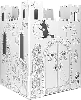 Easy Playhouse Haunted Castle - Kids Art & Craft for Indoor & Outdoor Fun, Color, Draw, Doodle on Halloween Friends– Decorate & Personalize a Cardboard Fort, 32" X 32" X 43. 5"