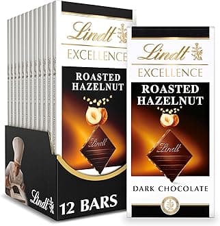 Lindt EXCELLENCE Roasted Hazelnut Dark Chocolate Bar, Dark Chocolate Candy with Roasted Hazelnut Pieces, 3.5 oz. (12 Pack)