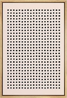 IDEA4WALL Framed Canvas Print Wall Art Mid-Century Modern Duotone Dot Circle Pattern Abstract Shapes Illustrations Modern Art Decorative Minimalist Relax/Cozy Multicolor for Bedroom - 24"x36" Natural