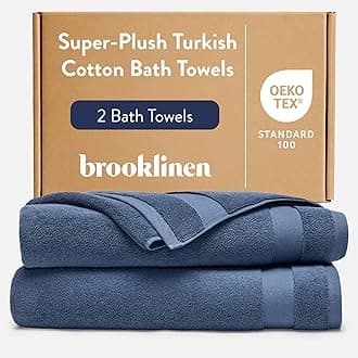 Brooklinen Super-Plush 100% Turkish Cotton Bath Towels - Set of 2-770 GSM, Highly Absorbent, Machine Washable, Perfect Bath Towel Set for Home & Bathroom (30" x 58", Abyss Blue)