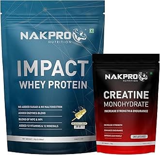 NAKPRO NUTRITION Impact Whey Protein Supplement Powder Combo (1 kg with 100g Creatine, Malai Kulfi)
