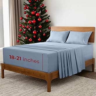 Mellanni Extra Deep Pocket Sheets - Full Size Sheet Set - 4 Piece 1800 Brushed Microfiber Bedding with Extra Deep Pocket Fitted Sheet - Easily Fits 18-21 inch Mattress (Full, Blue Hydrangea)