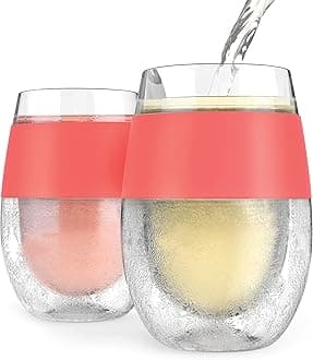 Wine Freeze Cooling Cups in Coral (Set of 2) by HOST 5166