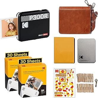 KODAK - Mini 3 76 x 76 mm Bluetooth Wireless Portable Photo Printer for Apple iOS and Android Smartphones - Black