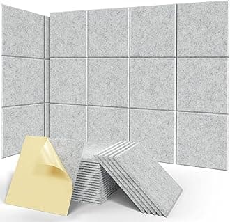 Sonicism 20 Pack Acoustic Panels with Self-Adhesive, 12" X 12" X 0.4" Sound Proof Foam Panels, Decorative Soundproof Wall Panels, Sound Proof Absorbing Tiles for Home & Offices, Silver Gray