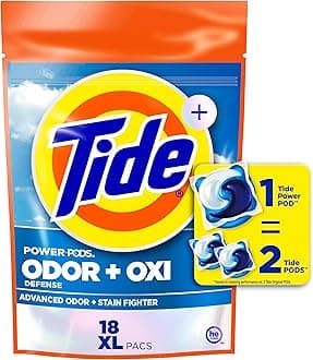Tide Ultra OXI Power PODS with Odor Eliminators Laundry Detergent Pacs, 18 Count, For Visible and Invisible Dirt, Tide Pods Laundry Detergent, Laundry Pods Detergent