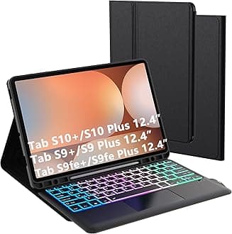 for Samsung Galaxy Tab S9 FE+/S9+/S10+ 12.4" Keyboard Case: 3 Zone 7 Colors Backlit Trackpad Keyboard for 12.4 inch Galaxy Tab S10 Plus/S9 FE Plus - Detachable Smart Touchpad Keyboard Tablet Cover
