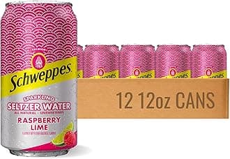 Schweppes Raspberry Lime Sparkling Seltzer Water - 12, 12oz cans - Refreshing Raspberry Flavor - Perfect Alone or Mixed - 12 Pack