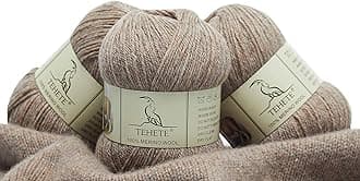 TEHETE 100% Merino Wool Yarn for Knitting 3-Ply Luxury Warm Soft Lightweight Blue Crochet Yarn (Brown)