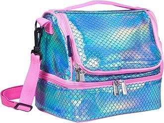 Wildkin Two Compartment Insulated Lunch Bag for Kids – School & Travel Ready - Mermaid Scales