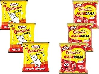 Rinka’s Chatmola & Anardana Packets – 20 Sachets Each Pouch | Tangy Khatti Mithi | Digestive Freshener | Anardana Churan Pachak | Pomegranate Flavor | Pack of 6