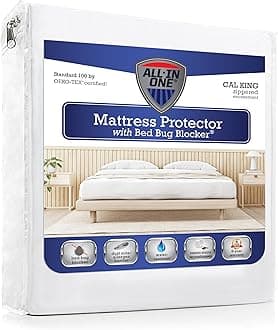 All-in-One Mattress Protector, Zippered Encasement, Water & Stain Resistant, Triple Seal Protection, California King, White