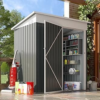U-MAX Shed 5x3 Outdoor Storage Shed, Small Metal Outside Storage Garden Sheds & Outdoor Storage Clearance Kit, Tool Shed Lockable for Backyard, Patio, Lawn and Outside Use in Dark Grey