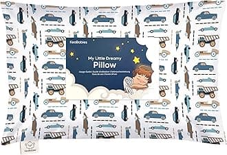 Toddler Pillow with Pillowcase - 13x18 My Little Dreamy Kids Travel Bed Pillows for Sleeping, Organic Cotton Small Pillowcase, Soft & Breathable, Machine Washable, Toddlers 2-5 years old (Vroom)
