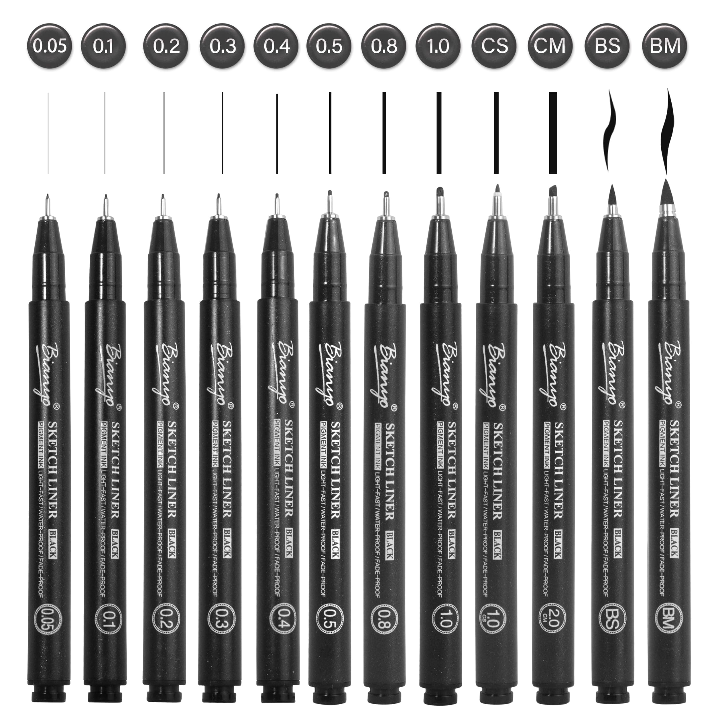 12 Pcs Black Micro Pen Set