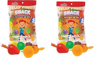 Fusion Select Jelly Fruit Snack Jelly Fruits Hit or Miss Challenge - Fruit-Shaped Jelly- Assorted Flavors, Strawberry, Orange, Apple, Pineapple, Grape, Mango (2 Bags)