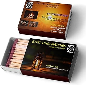 Extra-Long Safety Matches Sticks, Slow Burning, Ideal for Candles, Cigar, Fireplaces, Grills, Safe Ignition with Strike Surface Match Box, Durable Matches, Pack of 2