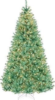 Best Choice Products 9ft Pre-Lit Sage Green Christmas Tree, Full Artificial Holiday Decoration w/ 2,000 Branch Tips, 900 Lights, Foldable Base