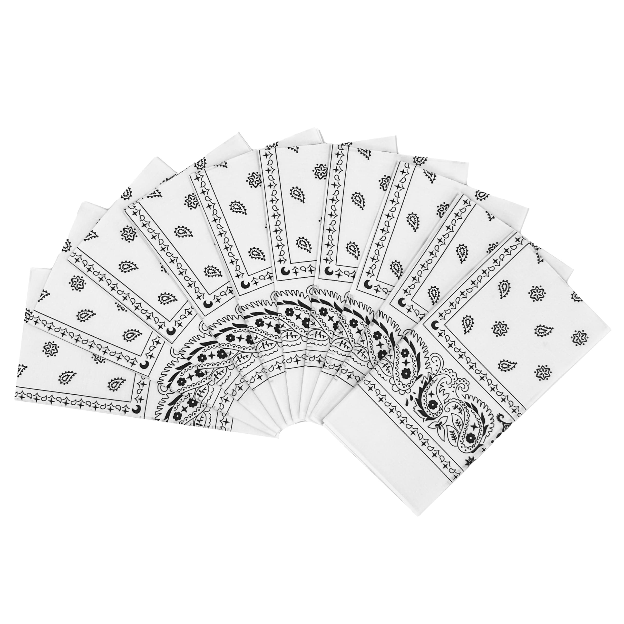 100% Cotton 10 Pack Fine Bandanas