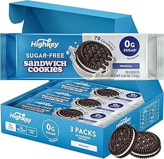 HighKey Sugar Free Sandwich Cookies - Low Calorie, Keto-Friendly Snack With Zero Sugar and Gluten Free - 30 Count