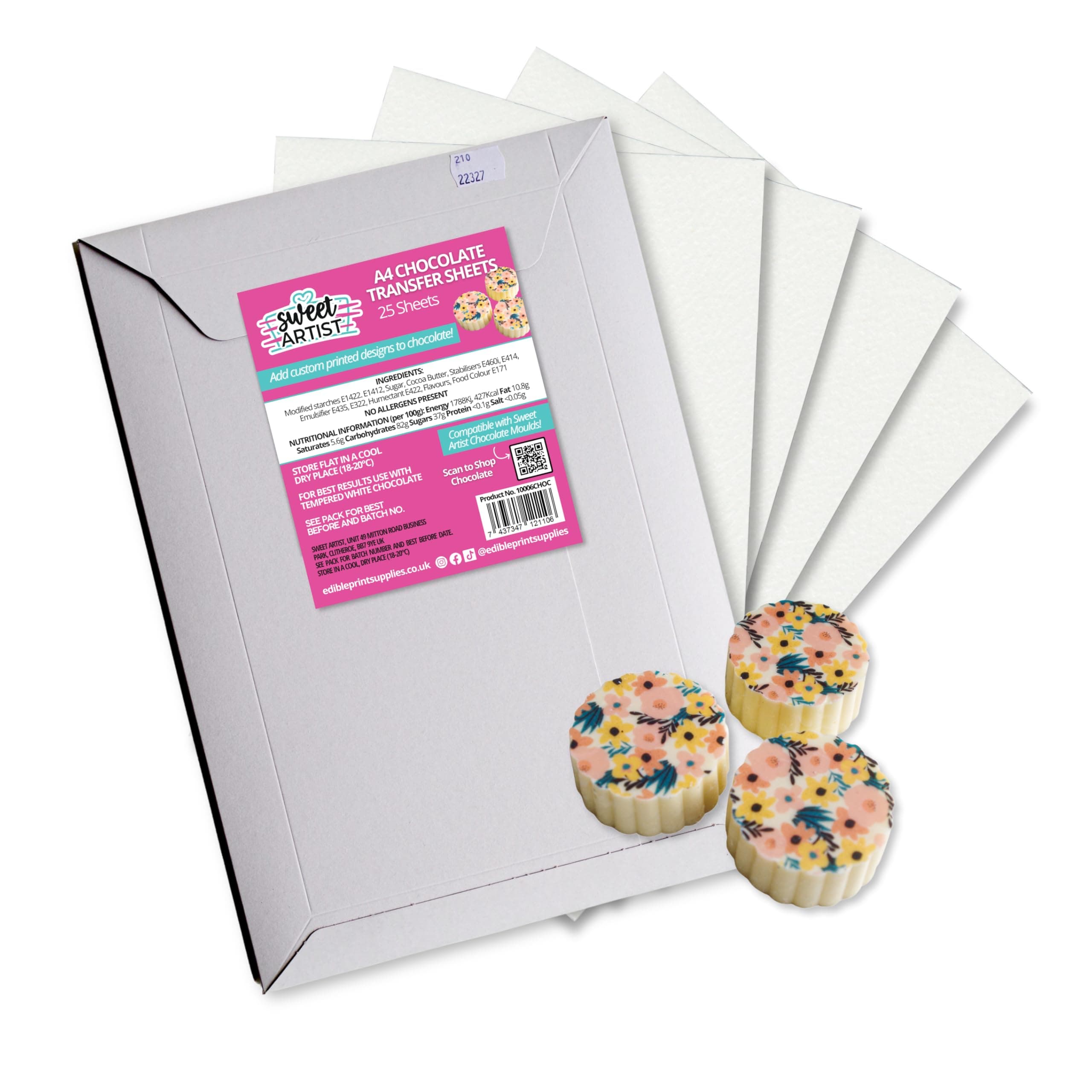 A4 Chocolate Transfer Sheets For Edible Printing (25 Sheets) - Create Printed Chocolate with Creative Designs, Logos, Messages and Photos