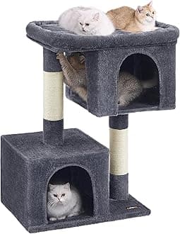 Cat Tree, 39.8-Inch Cat Tower, XL, Cat Condo for Extra Large Cats up to 44 lb, Large Cat Perch, 2 Cat Caves, Scratching Post, Smoky Gray UPCT614G01