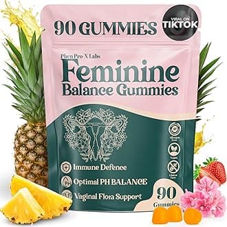 90 Count- Premium Feminine Balance Gummies for Women’s - Hawaiian Pineapple Gummies for Women pH, 4-in-1 Benefits Includes pH Balance, Healthy Odor, Flora and Immune Support - (Vegan & Gluten-Free)