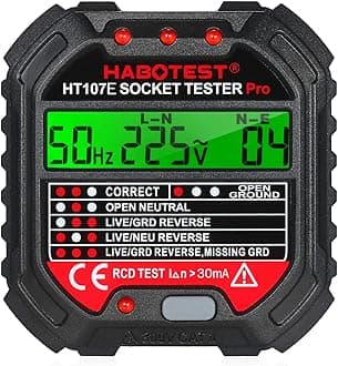Electric Socket Tester With GFCI Outlet Voltage Display 90- Automatic Circuit Polarity Voltage Breaker Finder HT107D