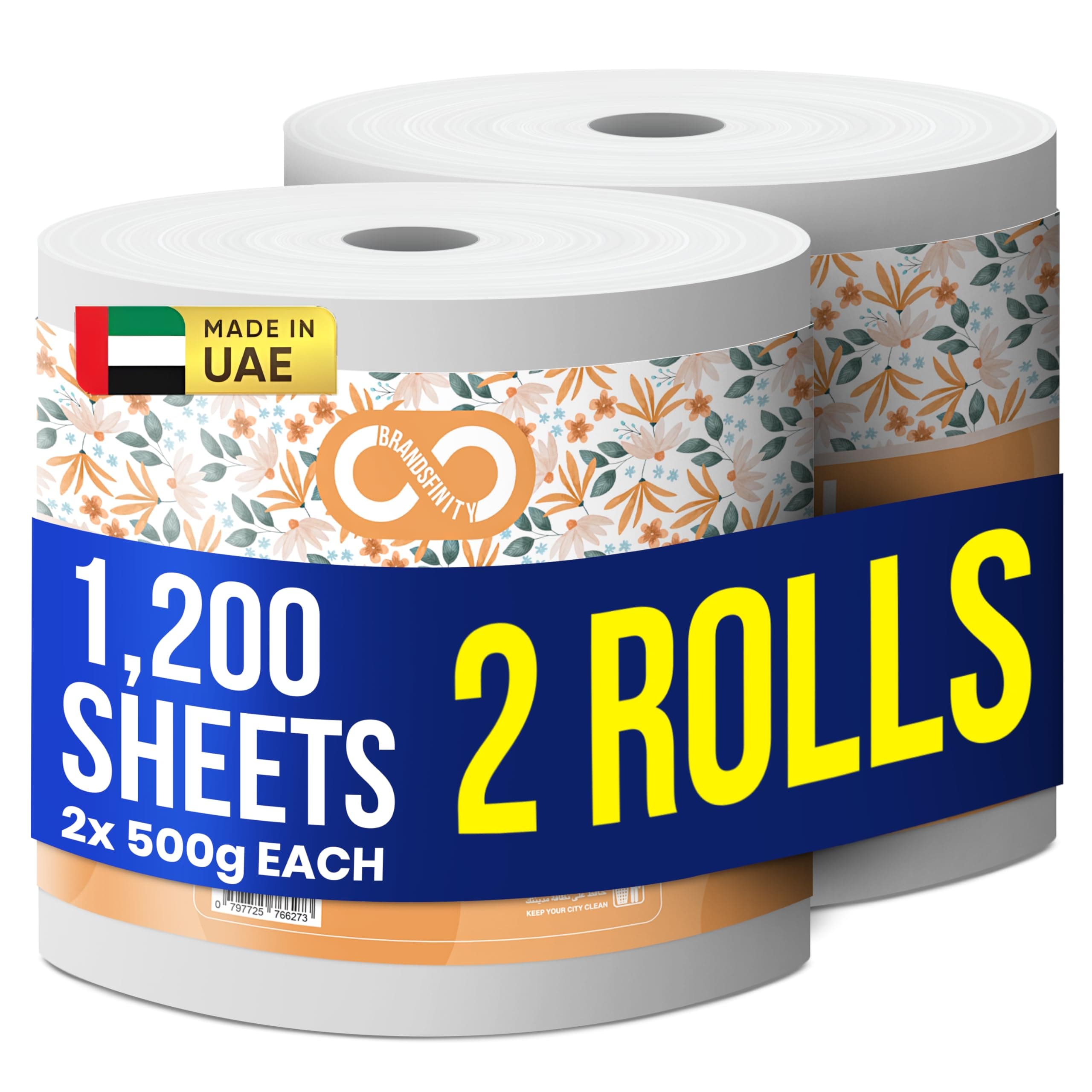 Brandsfinity Maxi Roll Kitchen Paper Towel - 2 Rolls, 500g Each, 1200 Sheets