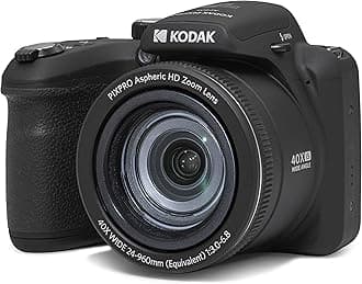 PIXPRO AZ405 Digital Camera, 40x Optical Zoom Bridge with 20MP Sensor, AA Batteries, OIS, 1080p Full HD Video, Black