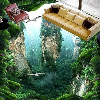 Wall Mural Wallpaper 47 x 32 inch (Width x Height) Custom 3D Mural Floor Wallpaper Cliff Scenery PVC Wear Waterproof for Bathroom 3D Floor Wall Stickers Vinyl Kitchen Wall Paper