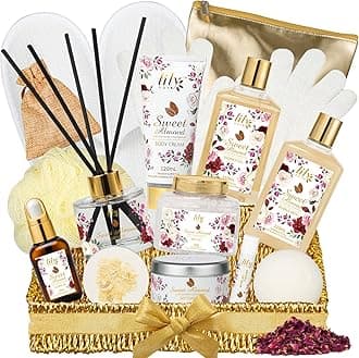 Mothers Day Gifts for Women 17-Piece Honey Almond Spa Gift Set Bath and Body Gift Basket Set Care Kit with Shower Gel | Christmas, Valentines Day Gift for Mom, Birthday Gifts for Her, Wife, Mom