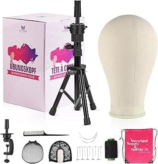 Neverland Beauty & Health 23 Inch Wig Head/ Stand Tripod With Head,Canvas ,Mannequin Head For Wigs,Manikin Block Set, Making Display Caps,T Pins Set Bristle Brush