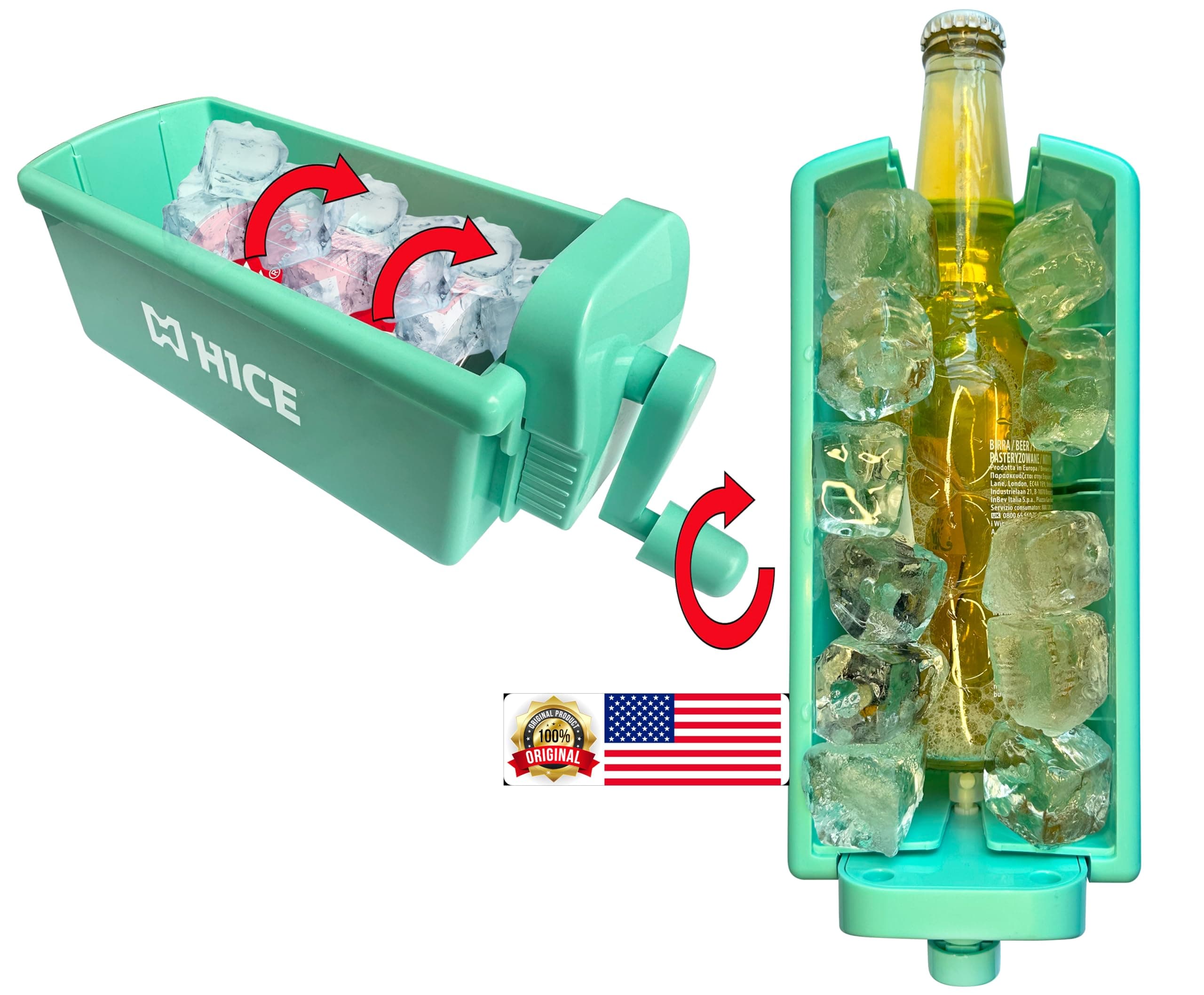 HICE Drink Chiller Rapid Beverage Cooler - Hyper Spin Instant Can & Bottle Cooler, No Batteries, Frost Cooling for Soda, Beer & Water, Mini Universal Drink Cool, Fast & Coldest Freeze (Mint Green)