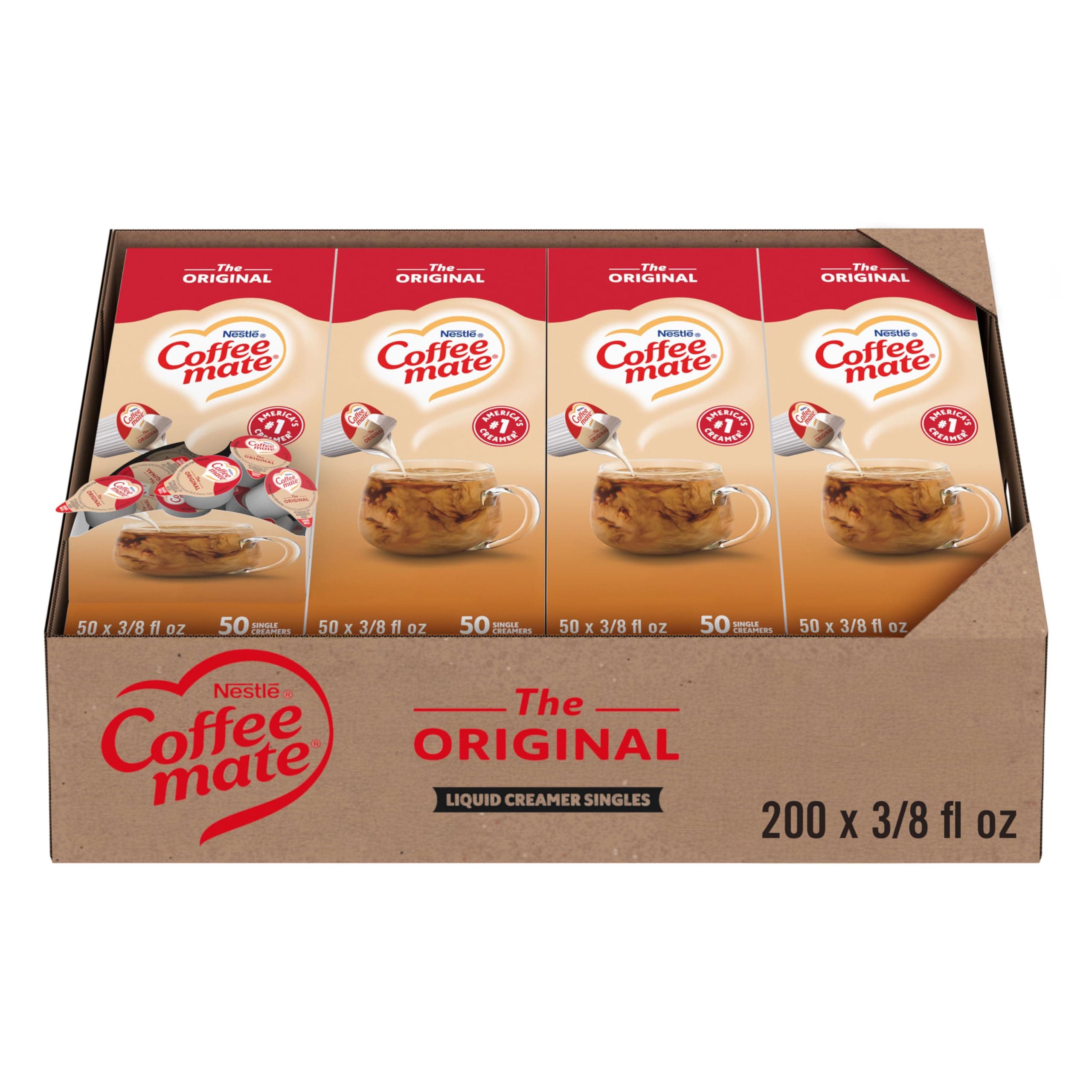 Nestle Coffee mate Coffee Creamer, Original, Liquid Creamer Singles, Non Dairy, No Refrigeration, 0.375 fl oz Tubs (Pack of 200)