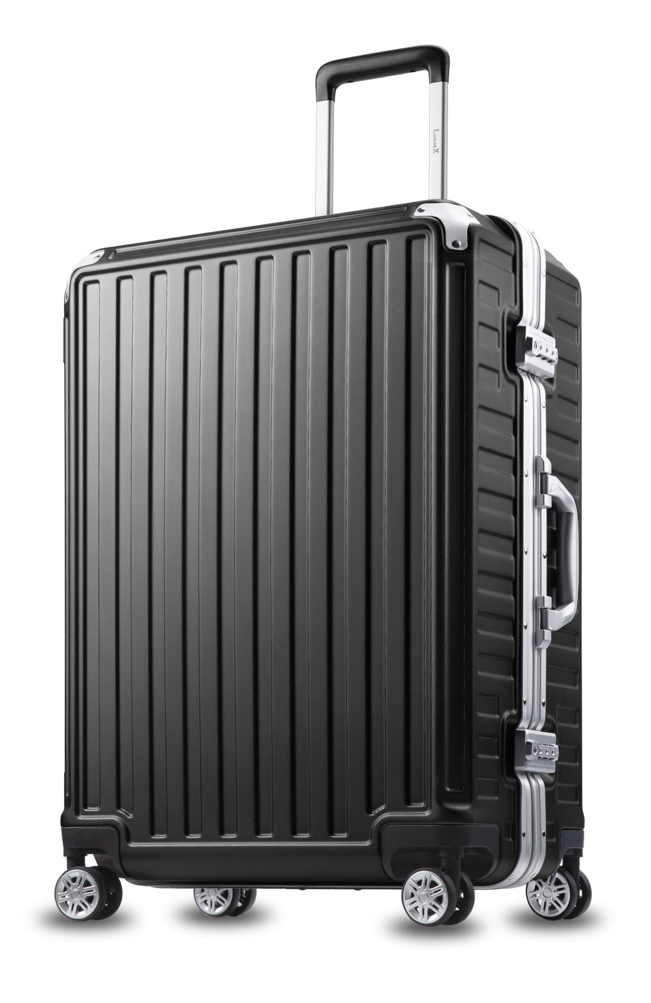 LUGGEX Luggage with Spinner Wheels, Polycarbonate Expandable Hard Shell Suitcase, Carry On 20 Inch, Silver